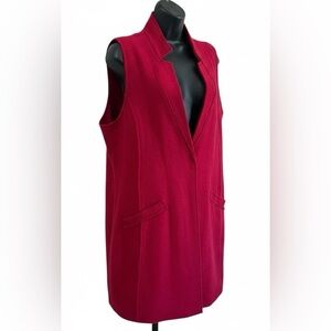 Chicos Women’s Red Duster Vest Size 2 Or Large Wool